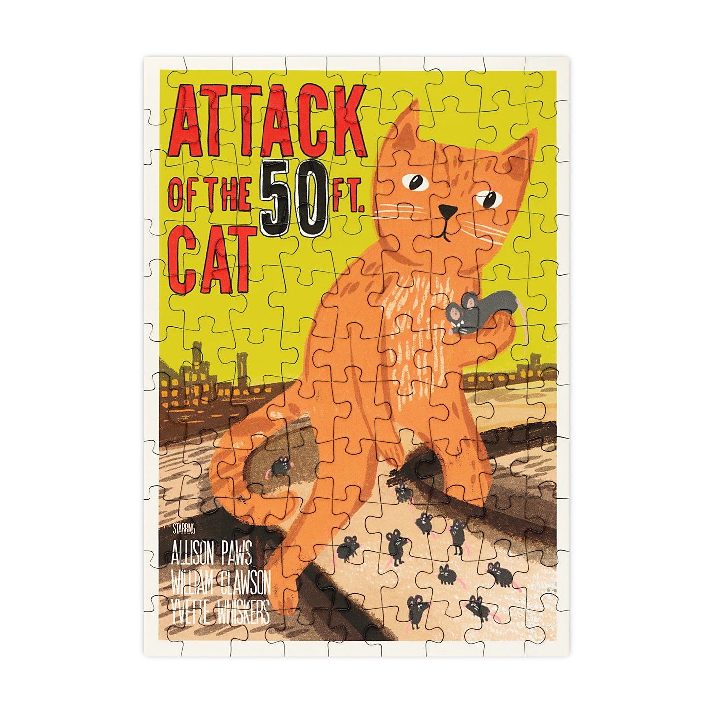 Attack of the 50ft Cat - 99 Piece Mini Jigsaw Puzzle